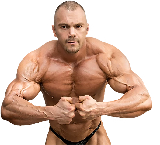 Figura de un hombre con desarrollo muscular avanzado.